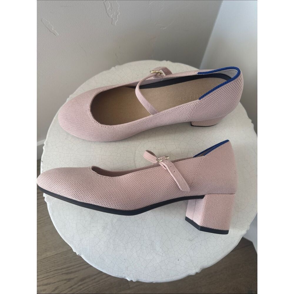 Rothy's The Mary Jane Ballerina Color Pink knit Block Heel Chic Women’s Size 9.5